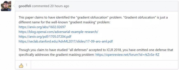 MIT在读博士生质疑ICLR 2018防御论文很水？Ian Goodfellow跟帖回应